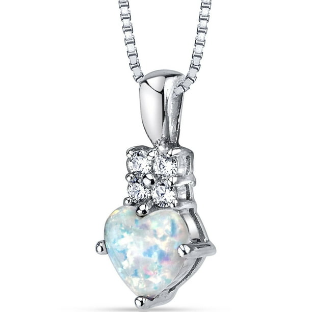 CS-DB Pendants Heart Opal Solitaire Silver Necklaces 